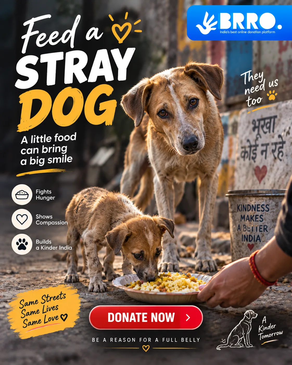 One Meal. One Paw. One Life – Be a Part of BRRO’s Street Dog Feeding Drive!
